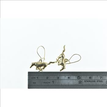 10K Ford Mustang Symbol Horse Sports Car Yellow Gold Earrings