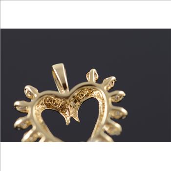 10K Genuine Diamond Heart Outline Cut Out Yellow Gold Charm/Pendant