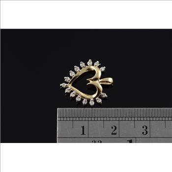10K Genuine Diamond Heart Outline Cut Out Yellow Gold Charm/Pendant