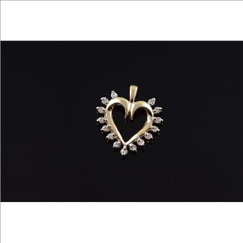 10K Genuine Diamond Heart Outline Cut Out Yellow Gold Charm/Pendant