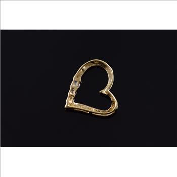 10K Genuine Diamond Heart Outline Yellow Gold Pendant