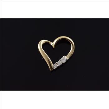 10K Genuine Diamond Heart Outline Yellow Gold Pendant