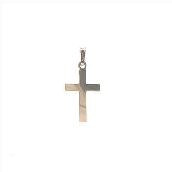 10K Grooved Cross Christian Faith Symbol Yellow Gold Pendant