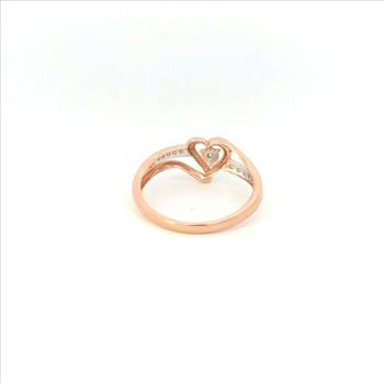 10K Heart Diamond Encrusted Love Symbol Promise Rose Gold Ring, Size 6.25