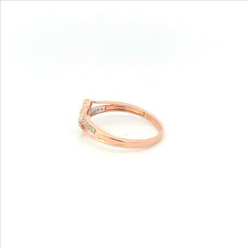 10K Heart Diamond Encrusted Love Symbol Promise Rose Gold Ring, Size 6.25