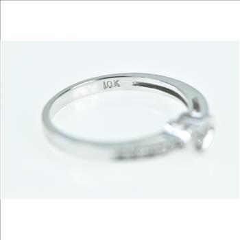 10K Heart Diamond Love Symbol Promise White Gold Ring, Size 6.75