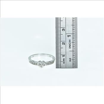 10K Heart Diamond Love Symbol Promise White Gold Ring, Size 6.75