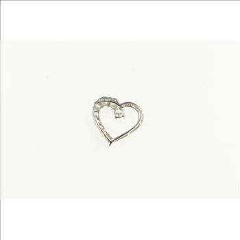 10K Heart Graduated CZ Love Symbol Valentine White Gold Charm/Pendant