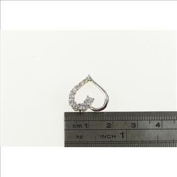 10K Heart Graduated CZ Love Symbol Valentine White Gold Charm/Pendant