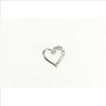 10K Heart Graduated CZ Love Symbol Valentine White Gold Charm/Pendant