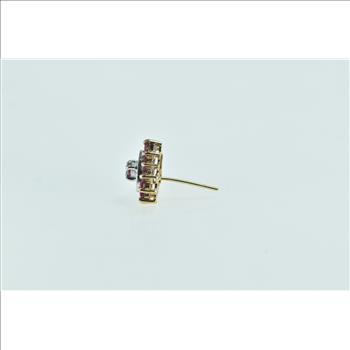 10K Heart Ruby Diamond Halo Single Stud Yellow Gold Earring