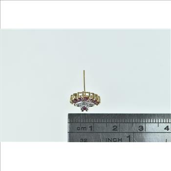 10K Heart Ruby Diamond Halo Single Stud Yellow Gold Earring