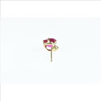 10K Heart Syn. Ruby Diamond Accent Single Stud Yellow Gold Earring
