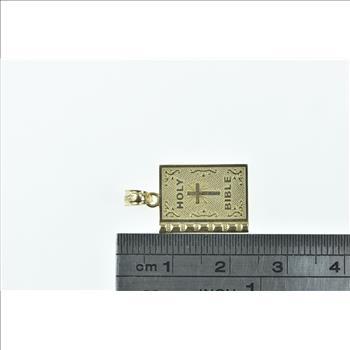 10K Holy Bible Christian Book of Faith Yellow Gold Charm/Pendant