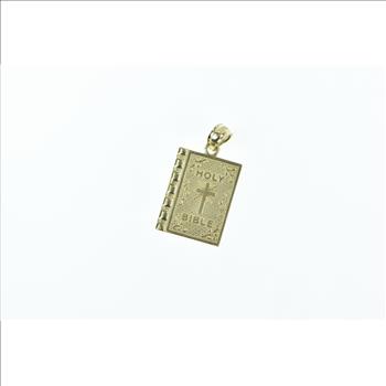10K Holy Bible Christian Book of Faith Yellow Gold Charm/Pendant