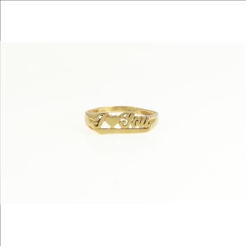 10K I Love You Cursive Word Cursive Reminder Yellow Gold Ring, Size 5.75