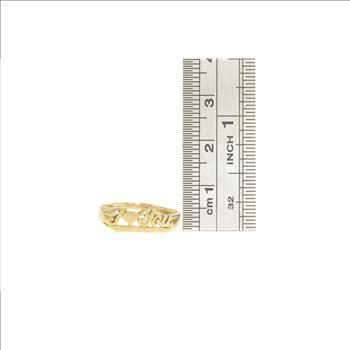 10K I Love You Cursive Word Cursive Reminder Yellow Gold Ring, Size 5.75