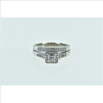 10K Invis. Princess Diamond Halo Engagement Set White Gold Ring, Size 9.5