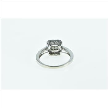 10K Invis. Princess Diamond Halo Engagement White Gold Ring, Size 6