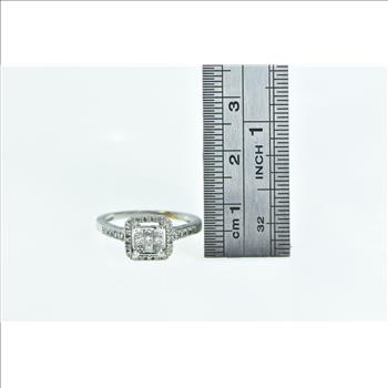 10K Invis. Princess Diamond Halo Engagement White Gold Ring, Size 6