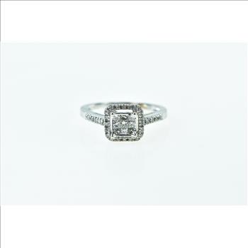 10K Invis. Princess Diamond Halo Engagement White Gold Ring, Size 6