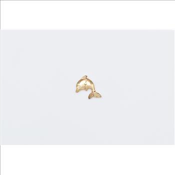 10K Jumping Dolphin Ocean Motif Single Stud Yellow Gold Earring