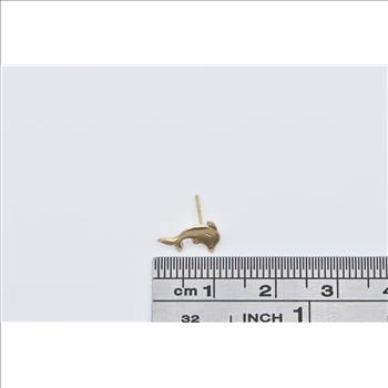 10K Jumping Dolphin Ocean Motif Single Stud Yellow Gold Earring