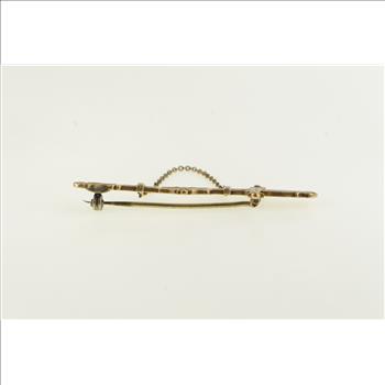 10K Knights Templar Enamel Sword Chain Yellow Gold Pin/Brooch