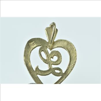 10K L Cursive Heart Love Symbol Initial Letter Yellow Gold Pendant