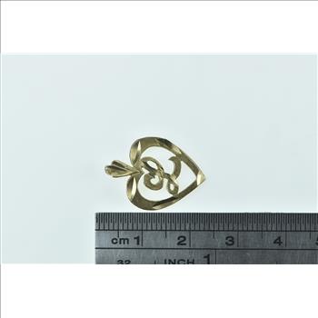 10K L Cursive Heart Love Symbol Initial Letter Yellow Gold Pendant