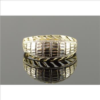 Double Leaf Filigree Ring - Handmade In 10k Yellow Gold, Vintage Style Statement Band
