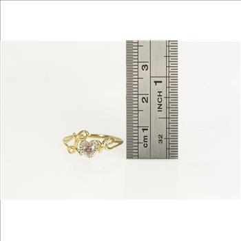 10K Love Cursive Ruby Romantic Anniversary Yellow Gold Ring, Size 7.25