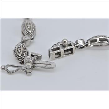 10K Marquise Natural Diamond Halo Tennis White Gold Bracelet 7.5