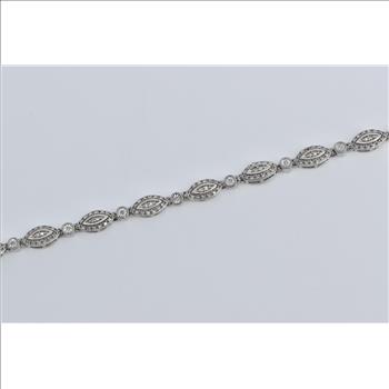 10K Marquise Natural Diamond Halo Tennis White Gold Bracelet 7.5