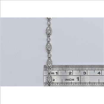 10K Marquise Natural Diamond Halo Tennis White Gold Bracelet 7.5