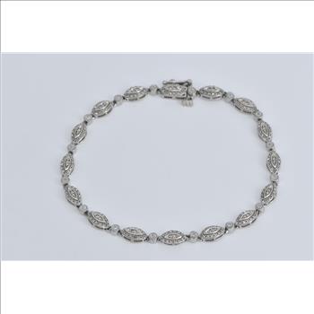 10K Marquise Natural Diamond Halo Tennis White Gold Bracelet 7.5