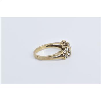 10K Marquise & Round Diamond Flower Cluster Yellow Gold Ring, Size 7