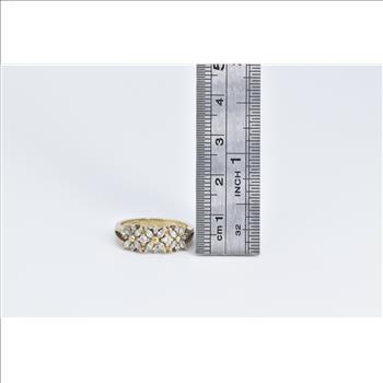 10K Marquise & Round Diamond Flower Cluster Yellow Gold Ring, Size 7