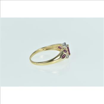 10K Marquise Ruby Diamond Accent Petal Yellow Gold Ring, Size 9