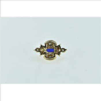 10K Marquise Sapphire Diamond Wavy Single Stud Yellow Gold Earring