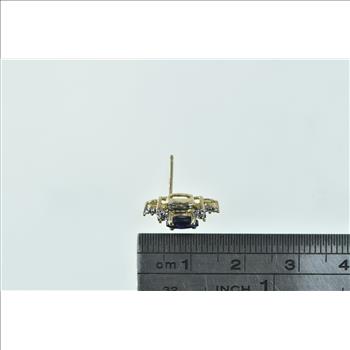 10K Marquise Sapphire Diamond Wavy Single Stud Yellow Gold Earring