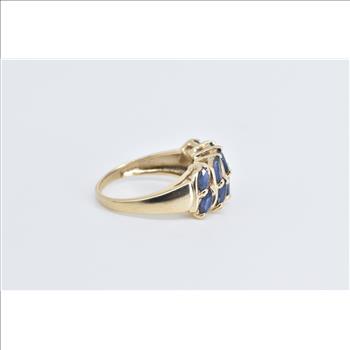 10K Marquise Sapphire Vintage Statement Band Yellow Gold Ring, Size 5.75