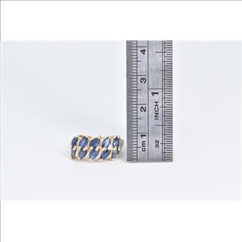 10K Marquise Sapphire Vintage Statement Band Yellow Gold Ring, Size 5.75