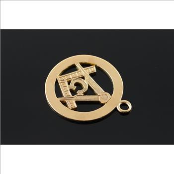 10K Masonic Mason Cut Out Compass Circle Yellow Gold Charm/Pendant