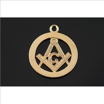 10K Masonic Mason Cut Out Compass Circle Yellow Gold Charm/Pendant