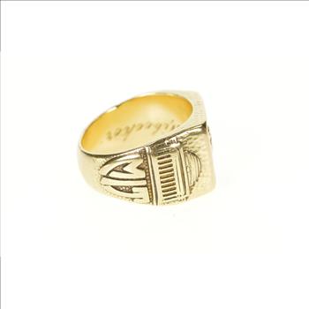 10K Men's 1950 MIT Ornate Beaver Class Yellow Gold Ring, Size 9.75