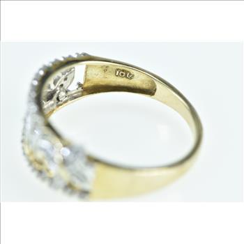 10K Mom Diamond Encrusted Butterfly Band Yellow Gold Ring, Size 7