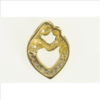 10K Mother & Child Diamond Heart Mom Yellow Gold Pendant
