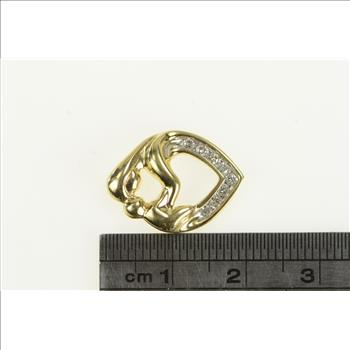 10K Mother & Child Diamond Heart Mom Yellow Gold Pendant