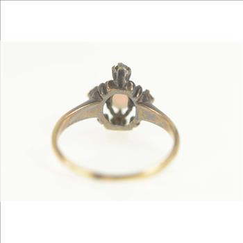 10K Natural Opal Sapphire Halo Engagement Yellow Gold Ring, Size 5.5